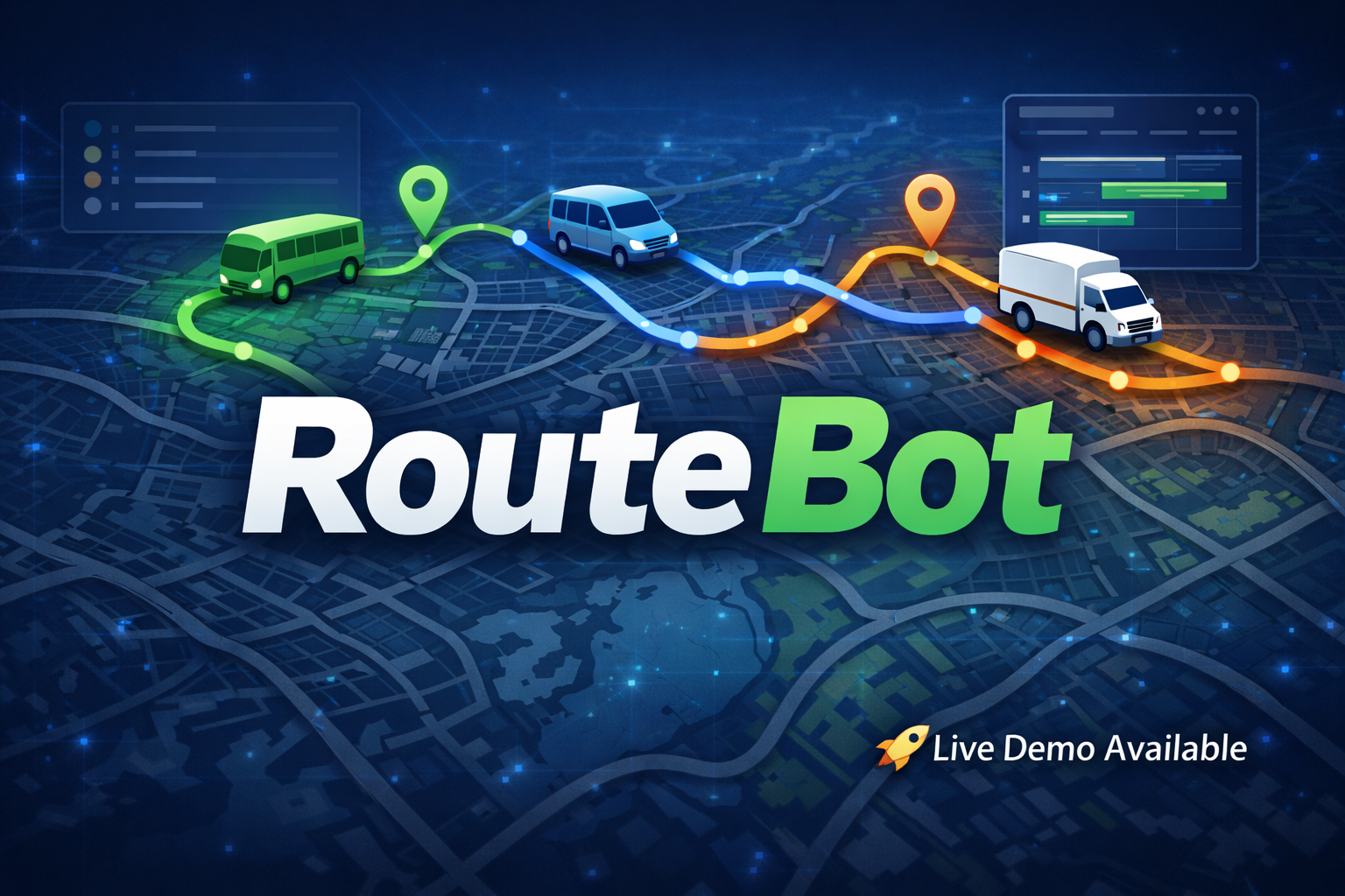RouteBot transportation management and route optimization platform with instant access to live demo available